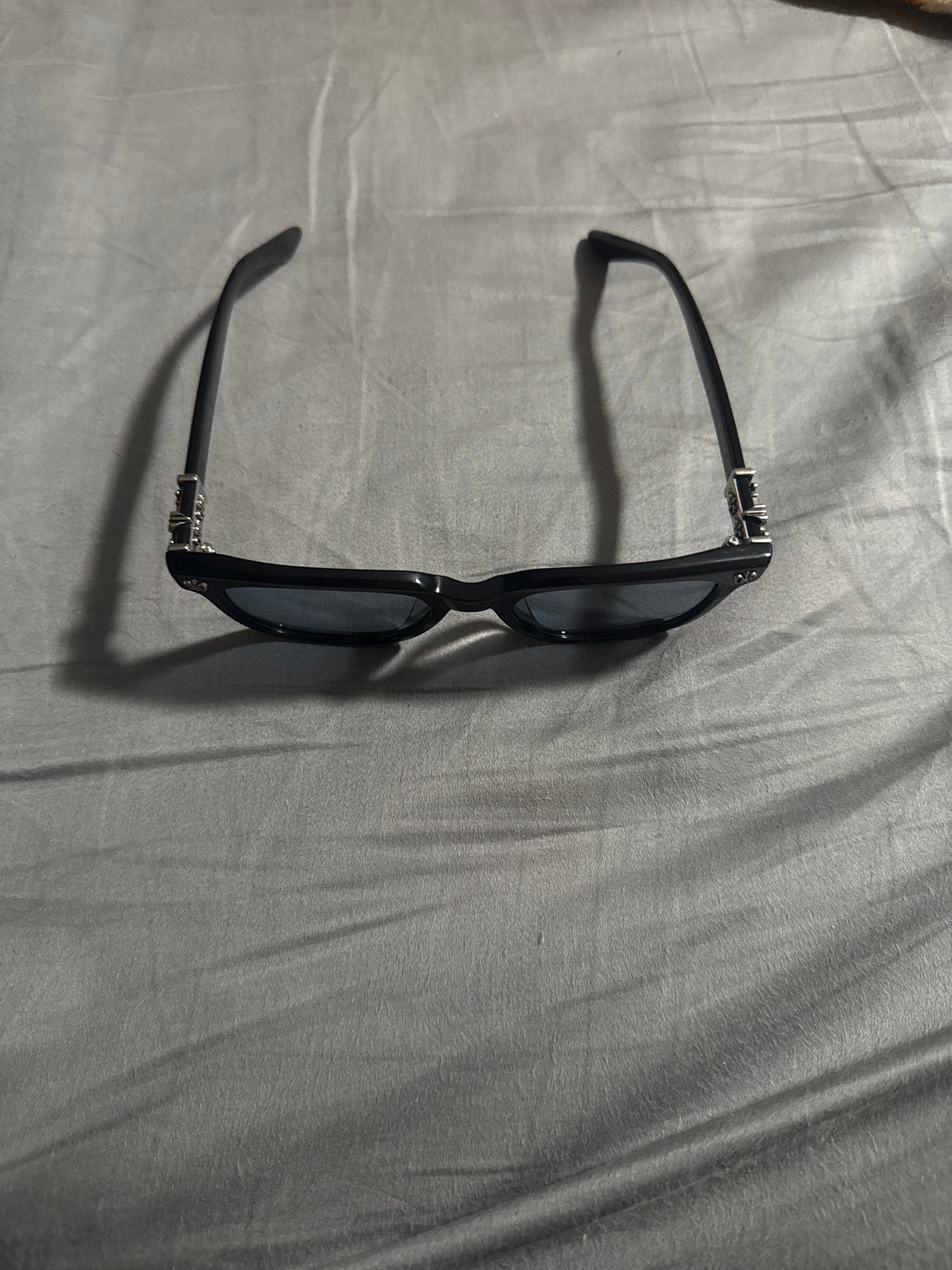 Chrome Heart Glasses(black and chrome) (Blue tint)