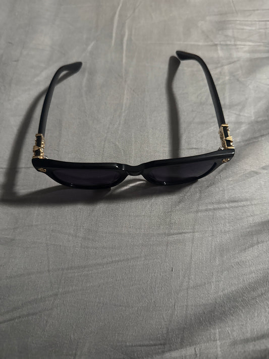 Chrome heart glasses (Black and Gold) (Black tint)